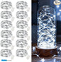 VOOKRY 12 Pack Fairy Lights Battery Operated, 30 LEDs Mini Starry String Lights 10 ft Silvery Copper Wire Lights, Works for DIY Wedding Centerpiece, Party,Table, Christmas Decorations(Cool White)