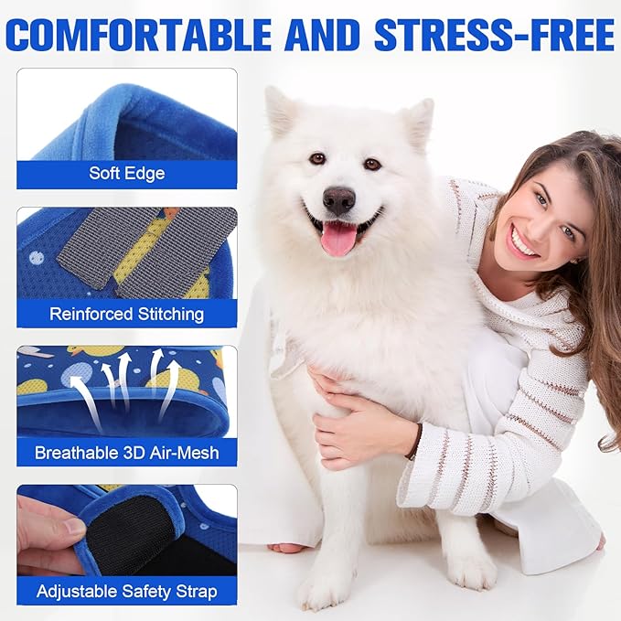 PAWCHIE Dog Grooming Hammock Harness for Dogs & Cats with Pet Nail Clipper Trimmer - Cat Hanger Sling for Trimming Clipping Nails- Dog Hammock Restraint Bag for Small Medium Large Dog, Navy Blue M-Mewly Pet