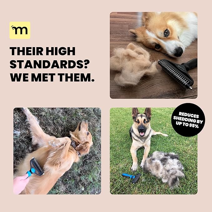 MalsiPree Dog Brush for Shedding - 2 in 1 Undercoat Rake Deshedding Tool for Medium to Large Double-Coated Dog Grooming - Pet Dematting Comb - Pet Deshedder (Orange) - Deshedding Brush-Mewly Pet