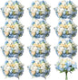 Tigeen Artificial Flowers Artificial Peonies Silk Flowers Faux Peony Fake Peony Silk Hydrangea Bouquet for Wedding Table Centerpiece Floral Vase Decor(White,Blue,12 Bundles)