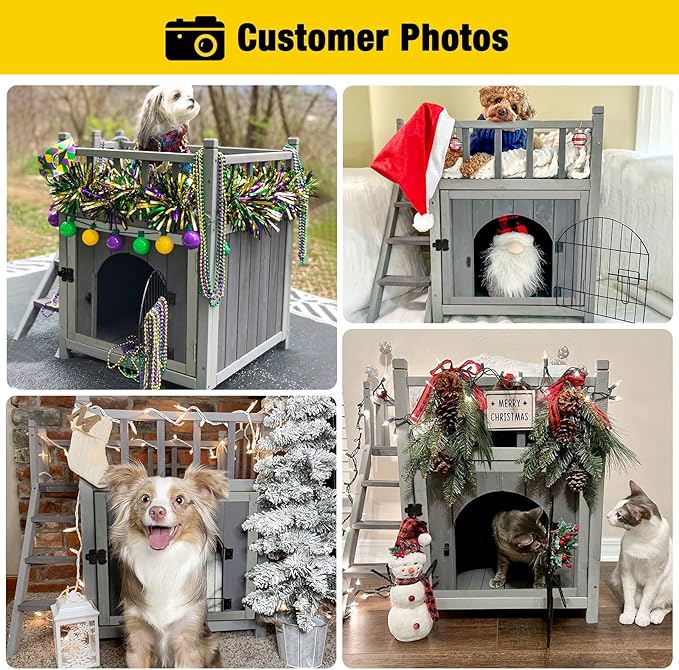 Aivituvin Dog House Feral Cat House Outdoor and Indoor,Pet Houses with Stairs,2 Storys-Mewly Pet