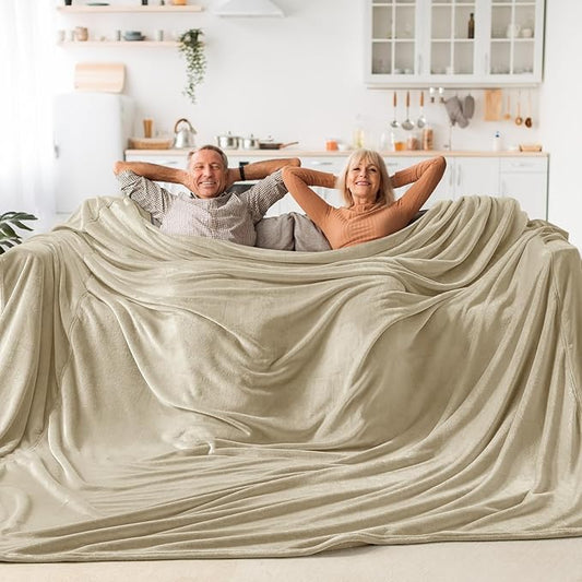 BEDELITE Fleece Blanket Extra Large Blankets for Bed, Luxury Plush Cozy Fuzzy Blanket 120x120 inches, Super Soft Warm Lightweight Throw Blanket All Seasons Suitable, Linen