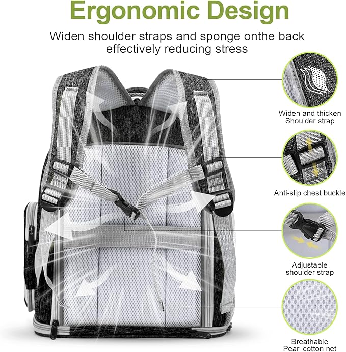 Expandable Cat Backpack,Cat Bubble Backpack Carrier for Carrying Cats, Pets and Small Dogs,Airline-Approved,Designed for Travel, Hiking, Walking,Car （Black-Mewly Pet