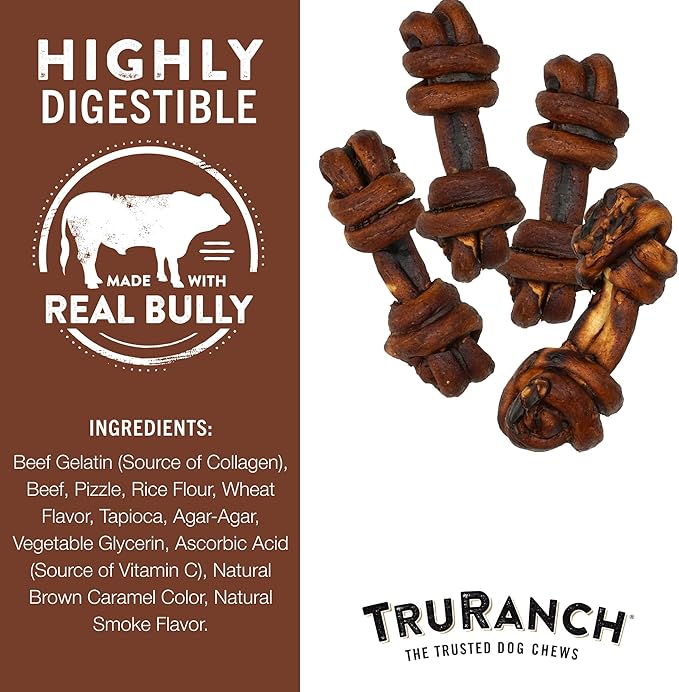 4-5" Collagen Bones, Bully - Collagen Dog Bones - Long Lasting Healthy Joint Support Dog Treat - Rawhide Alternative - Skin & Coat Health, 1 Bag, 4 Count-Mewly Pet