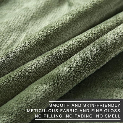Richave 350GSM Fleece Blankets King Size for The Bed Warm Sofa Blanket 90" x 108"(Green King)
