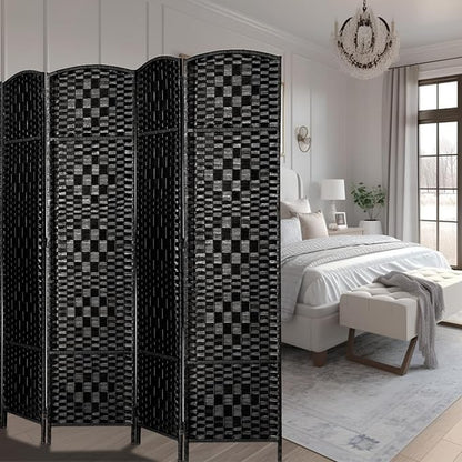 Rose Home Fashion Room Divider, 6 ft Tall Room Dividers and Folding Privacy Screens, 16in Privacy Screen 6 Panel Black Space Temporary Wall Foldable Partition Separation