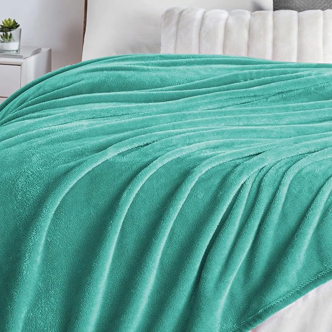 Walensee Fleece Blanket Plush Throw Fuzzy Lightweight (Throw Size 50x60 Turquoise) Super Soft Microfiber Flannel Blankets for Couch, Bed, Sofa Ultra Luxurious Warm and Cozy for All Seasons