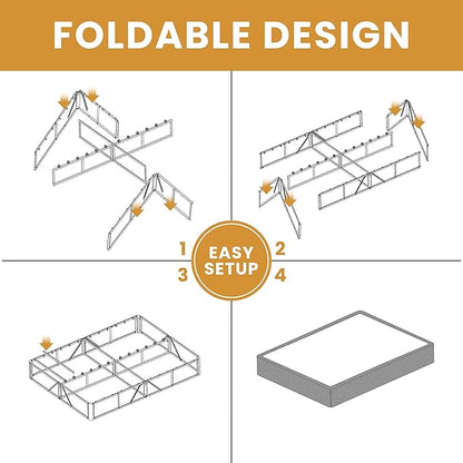 MAF 5 Inch Cal King Size King Box Spring, Low Profile Box Spring Cal King 3500 lbs Black Heavy Duty Metal Mattress Foundation with BoxSpring Cover, No Squeaky, Easy Assembly
