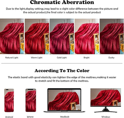 NEWCOSPLAY Super Soft King Blanket Red Premium Silky Flannel Fleece Leaves Pattern Lightweight Bed Blanket All Season Use (Red, King(90"x110"))