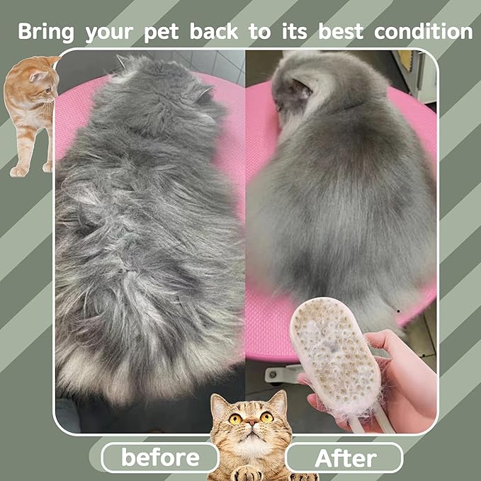 Cat Steam Brush for Shedding, 4 in 1 Rechargeable Pet Steam Brush for Dogs and Cats, Anti-Static, Massage, Cleaning, Shedding & Combing All In One! (White)-Mewly Pet