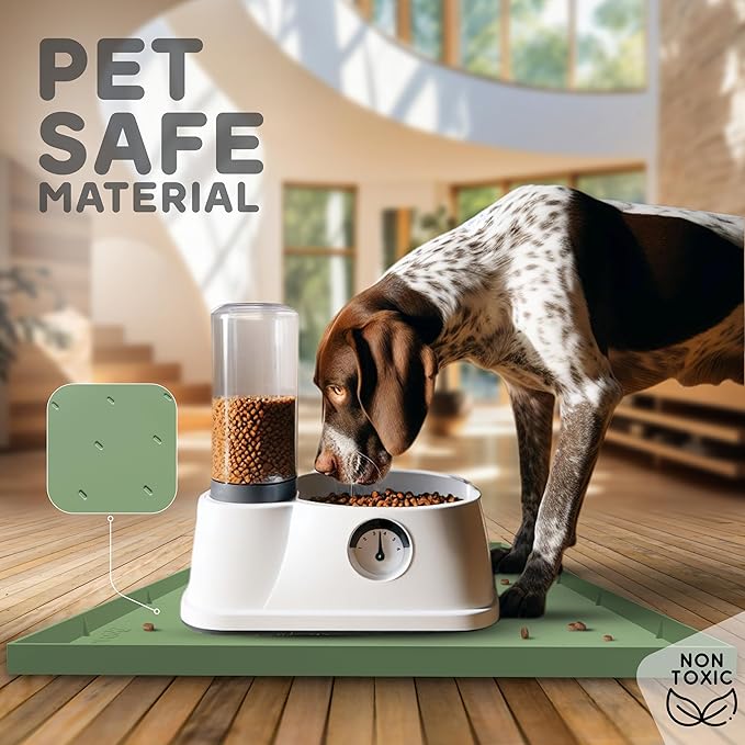 32x24x1” XL Dog Food Mat - All Purpose Under Sink Liner, Washer and Dryer Covers for The Top, Silicone Griddle Mat for Blackstone - Raised Edges Dog Mat for Food and Water Prevent Spill, Waterproof-Mewly Pet