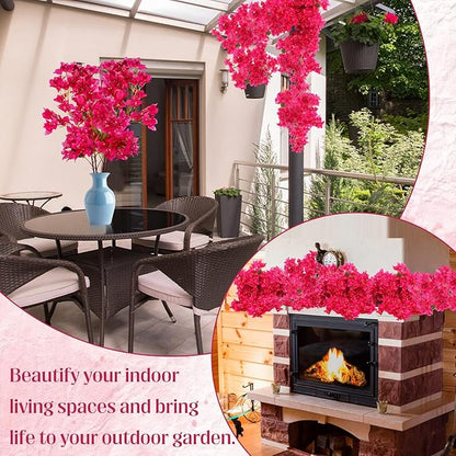16 Pack Artificial Bougainvillea Floral 38" Silk Long Stem Bougainvillea Plants Hanging Table Centerpiece for Home Wedding Indoor Outdoor Decorations (Rose Red)