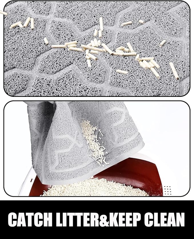 Yimobra Cat Litter Mat, 24"x20" Litter Mat with Litter Lock Mesh, Soft Cat Litter Mat Litter Trapping Mat, Easy to Clean, Non-Slip, Water Resistant, Litter Free Floors, Grey-Mewly Pet