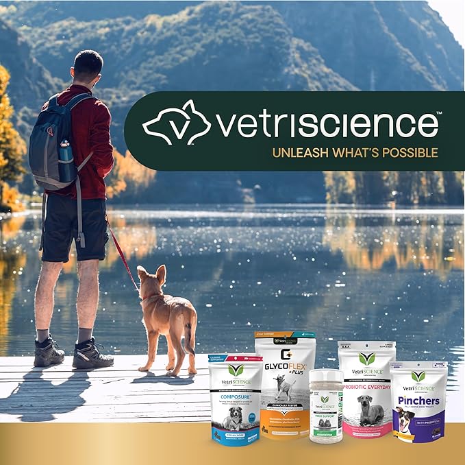 VetriScience Ultimate Strength Healthy Hip & Joint Chews, GlycoFlex Glucosamine, Chondroitin and Green-Lipped Mussel Joint Support Supplement for Dogs, Soothe Joint Discomfort, Duck, 60 Count-Mewly Pet