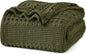 PHF 100% Cotton Waffle Weave Blanket King Size for Bed, Soft Lightweight & Breathable, All-Season Comfort, Luxury Aesthetic Woven Bedding for Home Decor, 108"x90", Capulet Olive