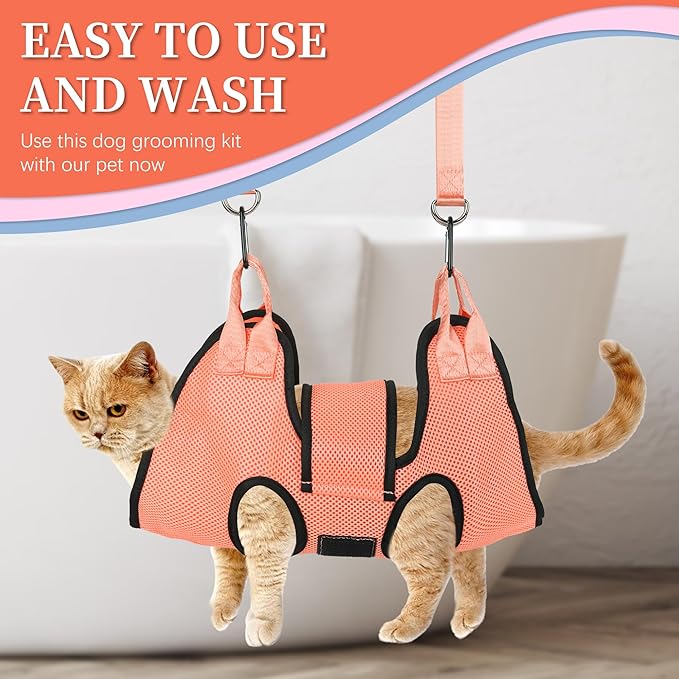 PatiencET Dog Grooming Hammock, Pet Grooming Hammock for Cats & Dogs with Security Strap, Dog Sling for Nail Trimming with Nail Clippers/Trimmer, Nail File, Pet Comb(XS)-Mewly Pet