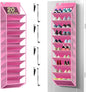 10 Tier Over The Door Organizer - Heavy Duty Hanging Storage Rack with Sturdy Oxford Fabric, Holds 20+ Pairs of Footwear, Boots & Sneakers, Saves 50% Closet Space! (Pink)