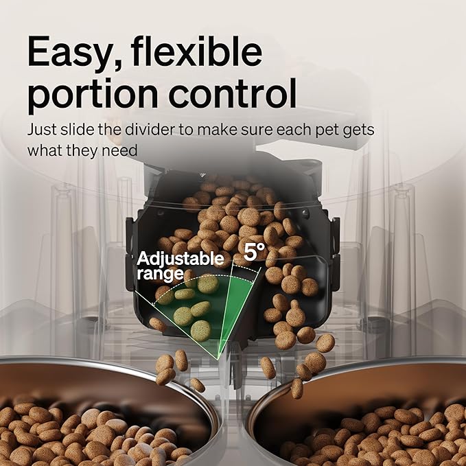 PETLIBRO Automatic Cat Feeder for 2 Cats, 5G&2.4G WiFi Pet Feeders, 5L Programmable Cat Food Dispenser with Airtight Lock-Fresh Technology, Dual Stainless Steel Bowls, Low Food Sensor-Mewly Pet