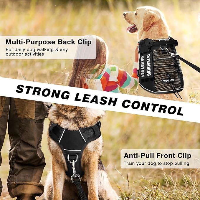 WINSEE Service Dog in Training Mesh Harness with 10 Pet Patches, Soft Air Mesh Breathable Tactical Dog Molle Vest, Reflective Military Pet Vest for Walking Hiking for Small Dogs-Mewly Pet