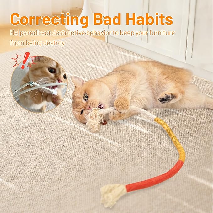 Cat Toys Chew Ropes,3Pcs Natural Catnip Chewing Rope,Safe Teeth Cleaning Toy for Indoor Kittens,Interactive Cat Nip Kitty Toys for 24 Inches All Breeds-Mewly Pet