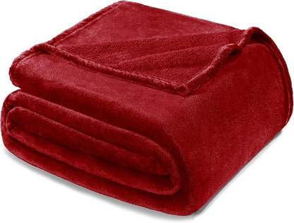 Exclusivo Mezcla Fleece Blanket King Size for Bed, Super Soft and Warm, All Season Use, Cozy, Plush, Lightweight, 90x104 Inches, Deep Red