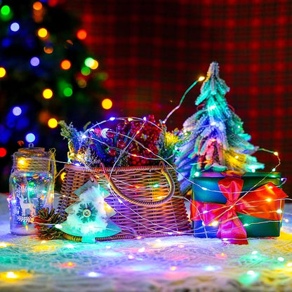 JMEXSUSS 4 Pack 50 LED Multicolor Fairy Lights Battery Operated, Each16 ft Multicolor Christmas Lights Waterproof Twinkle Lights for Party Wedding Christmas Birthday Indoor Outdoor Decoration