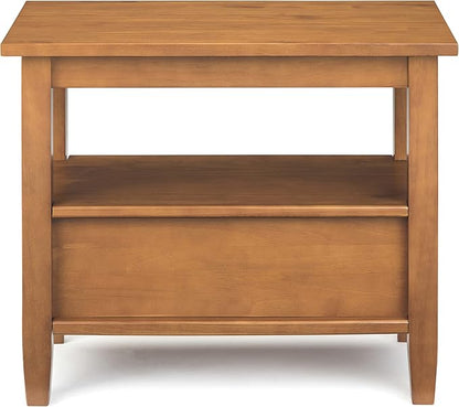 SIMPLIHOME Warm Shaker SOLID WOOD 14 inch Wide Rectangle Transitional Narrow Side Table in Light Golden Brown for the Living Room and Bedroom