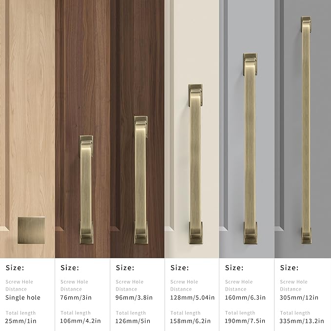 Khtumeware 6 Pack 6-1/4 Inch Cabinet Handles - Brushed Antique Brass Pulls & Drawer Handles