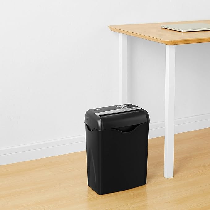 Amazon Basics 6 Sheet Cross Cut Paper and Credit Card Home Office Shredder with 3.8 Gallon Bin, Black-Mewly Pet