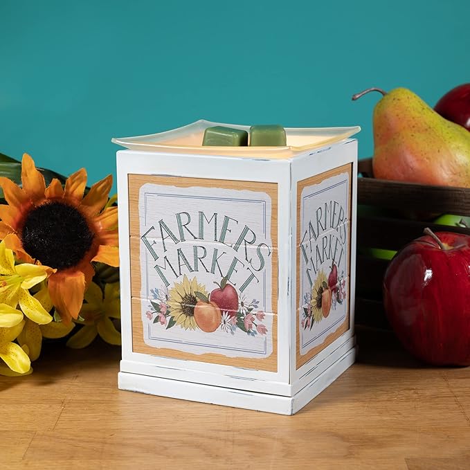 Scentsationals Wax Melt Warmer, Wax Warmer for Scented Wax Melts - Spring Collection Farmers Market - Candle Wax Melter for Fragrance Cubes and Tarts