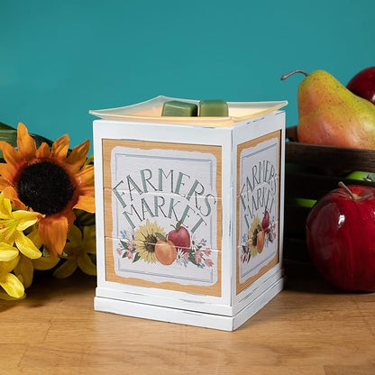 Scentsationals Wax Melt Warmer, Wax Warmer for Scented Wax Melts - Spring Collection Farmers Market - Candle Wax Melter for Fragrance Cubes and Tarts