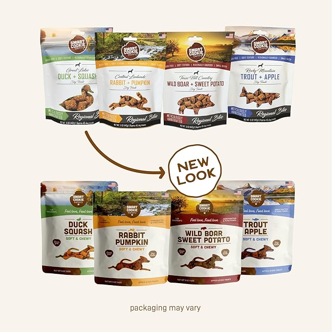 Smart Cookie All Natural Soft Dog Treats - 4 Flavor Variety Pack (5oz Each) - Healthy Dog Treats for Dogs & Puppies with Allergies, Sensitive Stomachs - Chewy, Grain Free, Made in USA-Mewly Pet