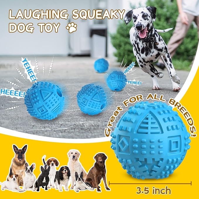 LEGEND SANDY Dog Balls Treat Dispensing Dog Toys for Aggressive Chewers Large Breed, Nearly Indestructible Squeaky Puppy Chew Toys for LargeBreeds, Natural Rubber Doggie Puzzle Toys, Pet Treat Ball-Mewly Pet