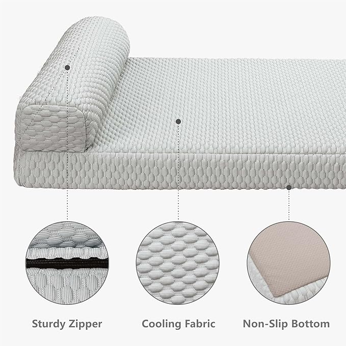 Tinaco Orthopedic Cooling Bed for Large Dogs & Cats, Removable Washable Cover (X-Large, White/Grey)-Mewly Pet