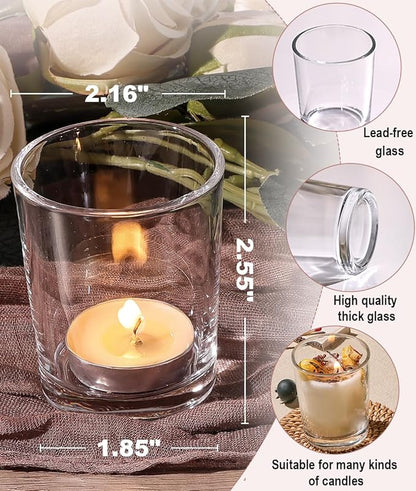 Letine 36-Pack Votive Candle Holders - Clear Glass Tea Light Holders - Glass Votive Candle Holder Bulk for Wedding Centerpieces/Home Table Decor/Propose/Christmas and Thanksgiving