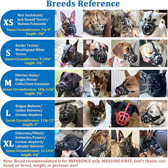 Mayerzon Dog Muzzle, Breathable Basket Muzzles for Small, Medium, Large and X-Large Aggressive Dogs Beagle German Shepherd Doberman, Cage Mouth Guard Stop Biting Chewing for Grooming Training-Mewly Pet