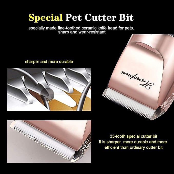 Dog Clippers for Grooming, Professional 5000mAh Battery Dog Trimmer for Thick Hair,Heavy Duty Cordless Dog Trimmer for Grooming, Low Noise with Guard Combs for Dog Cat-Mewly Pet