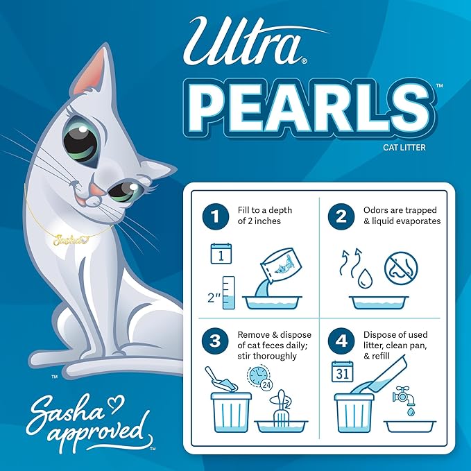Ultra Pearls Cat Litter - 99.9% Dust Free, Low Tracking, Soft on Paws, Fragrance Free - 5 Lbs.-Mewly Pet
