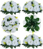 BLOSMON White Fake Flowers Centerpieces: 6 Pcs Artificial Roses Flower Ball for Wedding Dinning Table - Faux Silk Kissing Bouquet Floral Arrangement for Home Party Event Decor
