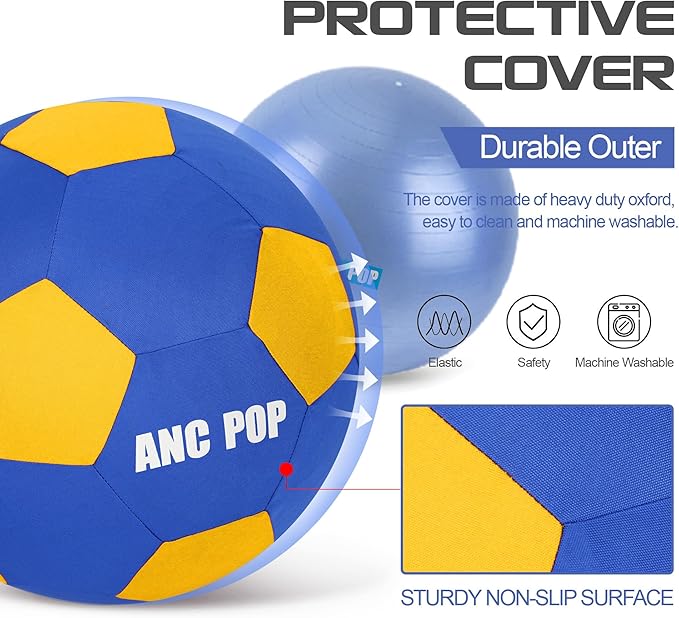 Herding Ball for Dogs Horse Ball & Cover 25" for Horses Large with Hand Pump for Play, Blue and Yellow-Mewly Pet