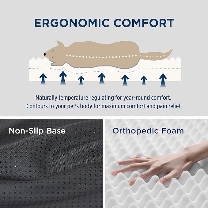 Bedsure Self Warming Dog Beds Large Sized Dog - Extra-Large Orthopedic Waterproof Puppy Bed with Removable Washable Cover, Egg Crate Foam Pet Mat, Suitable for Pet Up to 100 lbs-Mewly Pet