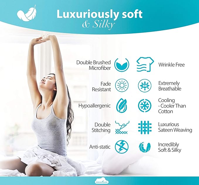 DREAMCARE Twin Sheets - Cooling Bed Sheets - 4pcs Set - Twin Bed Sheets - Twin Sheet Set - Bed Sheets Twin Soft & Long Lasting 100% Fine Brushed Polyester with Side Pocket - Gray