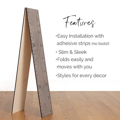Headwaters Studio Growth Chart for Wall - Height Chart for Kids, Growth Chart for Kids, Measuring Board for Kids Height, Wooden Growth Chart for Wall, Height Measurement for Wall - Gray (63"x6.7")