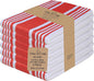Urban Villa Kitchen Towels 100% Cotton Pack of 6, Highly Absorbent Quick Drying Super Soft Premium Dish Towels for Kitchen with Hanging Loop Hand & Tea Towels - 20x30 Inch, (Red & White, Striped)