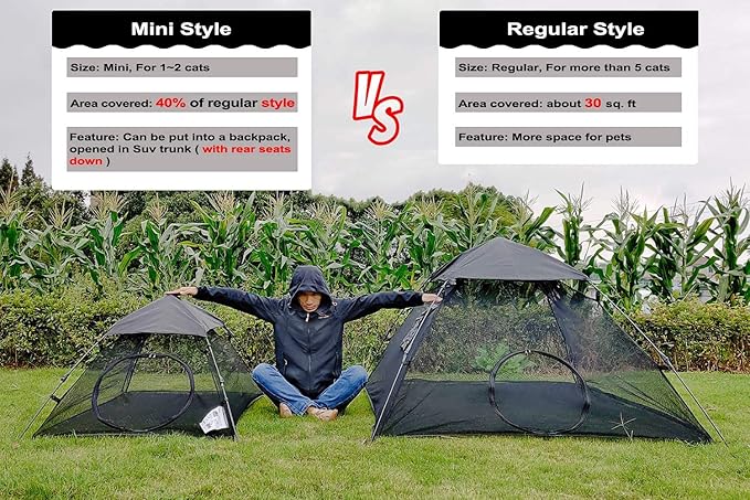 AICHIFAN Mini Cat Tent for Outside Playpen Pop Up Indoor Pet Cat Enclosures Portable Sunshade and Anti-UV Cat Playhouse for SUV Pickup Truck (Play Tents for Cats and Small Animals) - Outside Habitat-Mewly Pet