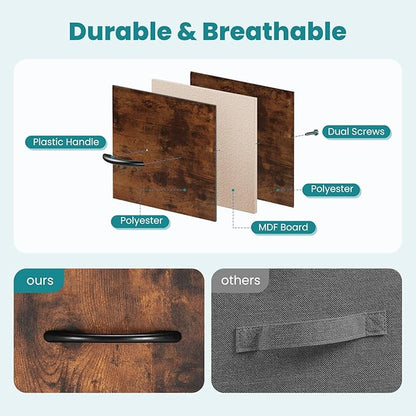 OLIXIS 7 Drawers Dresser for Bedroom, Fabric Storage Tower for Living Room, Entryway - Sturdy Steel Frame, Wooden Top & Easy Pull Fabric Bins, Closet Chests Organizer for Clothes, Classic Rust Brown