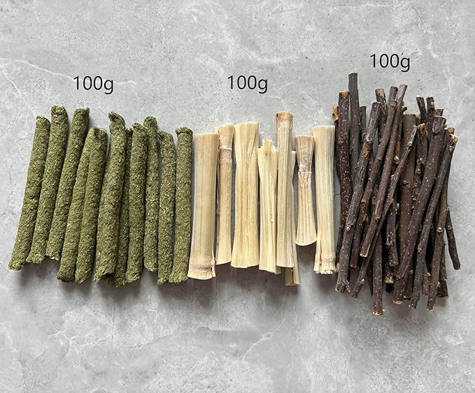 Bamboo Apple Sticks for Chinchillas Hamster Mouse Gerbil Bunny Pet Rat Guinea Pig Rabbit Chew Wood Timothy Hay Sticks Enrichment Toys for Teeth Supply Treats Snacks for Boredom Indoor-Mewly Pet