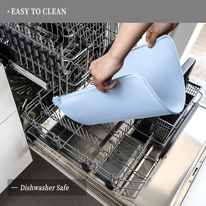 Waterproof Pet Feeding Mat with High Raised Edges, Heavier and Thicker Placemats for Cat Dog Water Bowl with BPA Free, Dogs Cats Food Mats for Messy Drinkers to Prevent Spill and Protect Floors-Mewly Pet