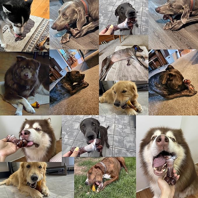 Dog Chew Toys for Aggressive Chewers, Tough Chew Toys for Dogs Large Small Medium, Indestructible Dog Bone Toy For Chewer, Durable Nylon for Puppy Dogs Teething Toy to Keep Them Busy,Beef Flavor Gift-Mewly Pet