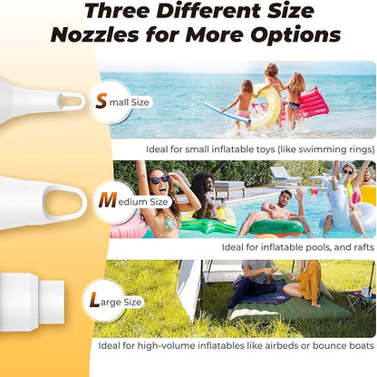 Air Mattress Pump: Rechargeable 6000mAh Portable Battery Air Pump, Quick-Fill Electric Air Inflator Deflator for Outdoor Camping Inflatable Bed Pool Boat Float Raft Swimming Rings Vacuum Bag